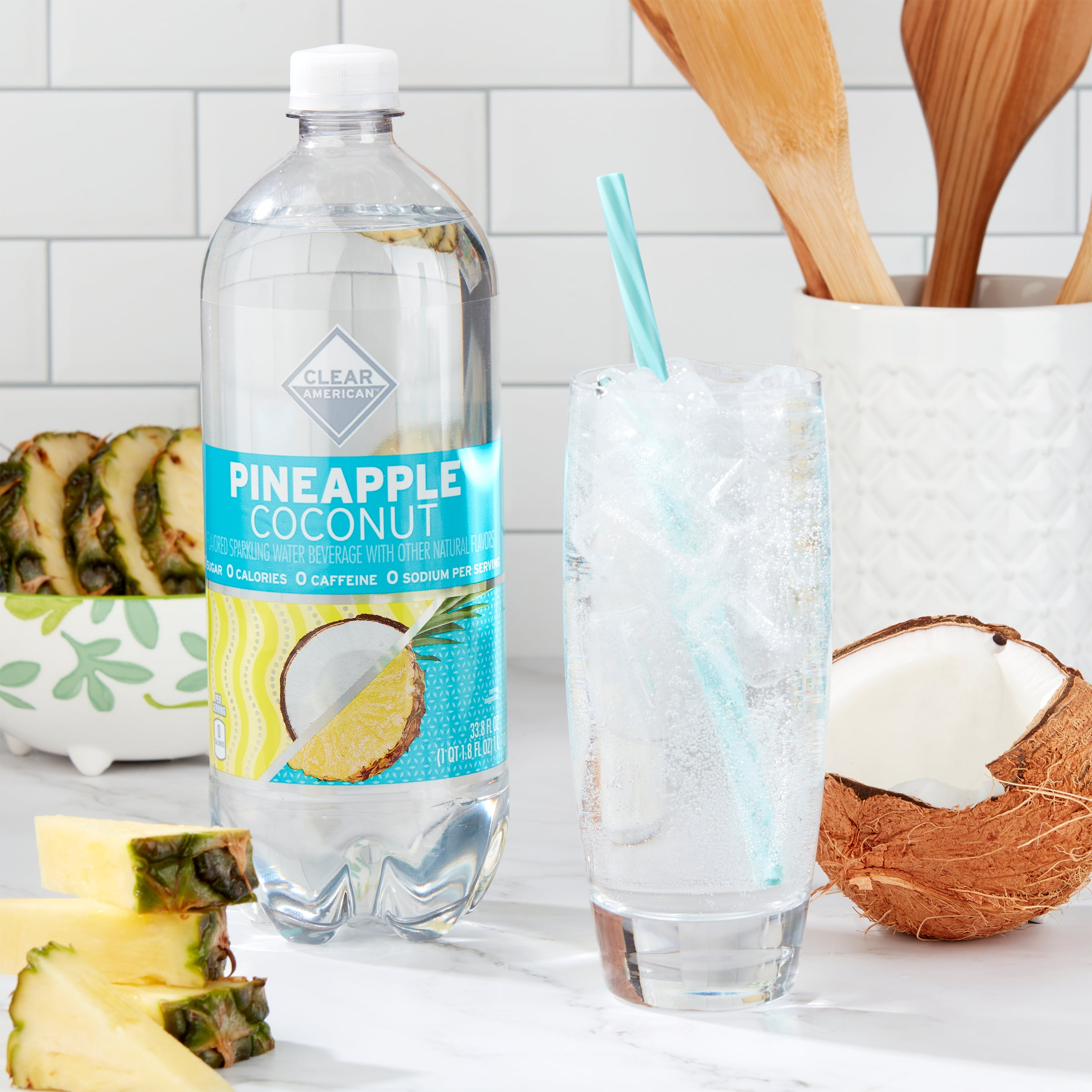 Clear American Pineapple Coconut Sparkling Water, 33.8 fl oz, Bottle