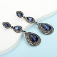 thumbnail image 3 of Tilga Old Fashion Teardrop Black Earrings with Blue Crystal for Women Wedding Bridal Dangle Drop Jewelry Prom Special Occasion Party (Blue), 3 of 4