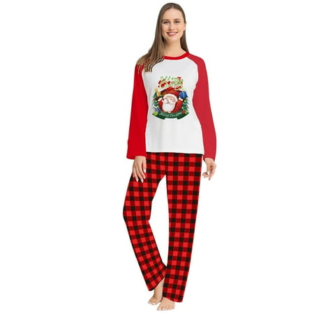 

AnuirheiH Xmas Pjs Set Long Sleeves Women Plaid Printed Top+Pants Family Matching Pajamas Set 4$ off 2nd item