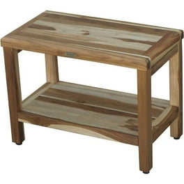 Rectangular Teak Shower Stool or Bench with Shelf in Natural Finish Rectangular Teak Shower Stool or Bench with Shelf in Natural Finish