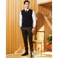 thumbnail image 6 of Kallspin Men's Sweater Vest Cotton V Neck Relaxed Fit Knit Sleeveless Pullover Sweater(Black,Large), 6 of 9