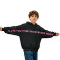 thumbnail image 6 of AJTQTH I Love You This Much Unisex Hoodies for Kids Boys Girls Funny Letters Print Long Sleeve Hooded Pullover Sweatshirts Lightweight Teens Holiday Streetwear Graphic Tees Shirt Black 11-12 Years, 6 of 8