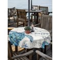 thumbnail image 2 of Outdoor Tablecloth with Umbrella Hole for Patio/Picnic/Party/Camping, Ocean Beach Waterproof Table Cloth Round Cover Washable, Summer Sea Turtle Coral Shells Wooden Beige (Dia 60"), 2 of 9