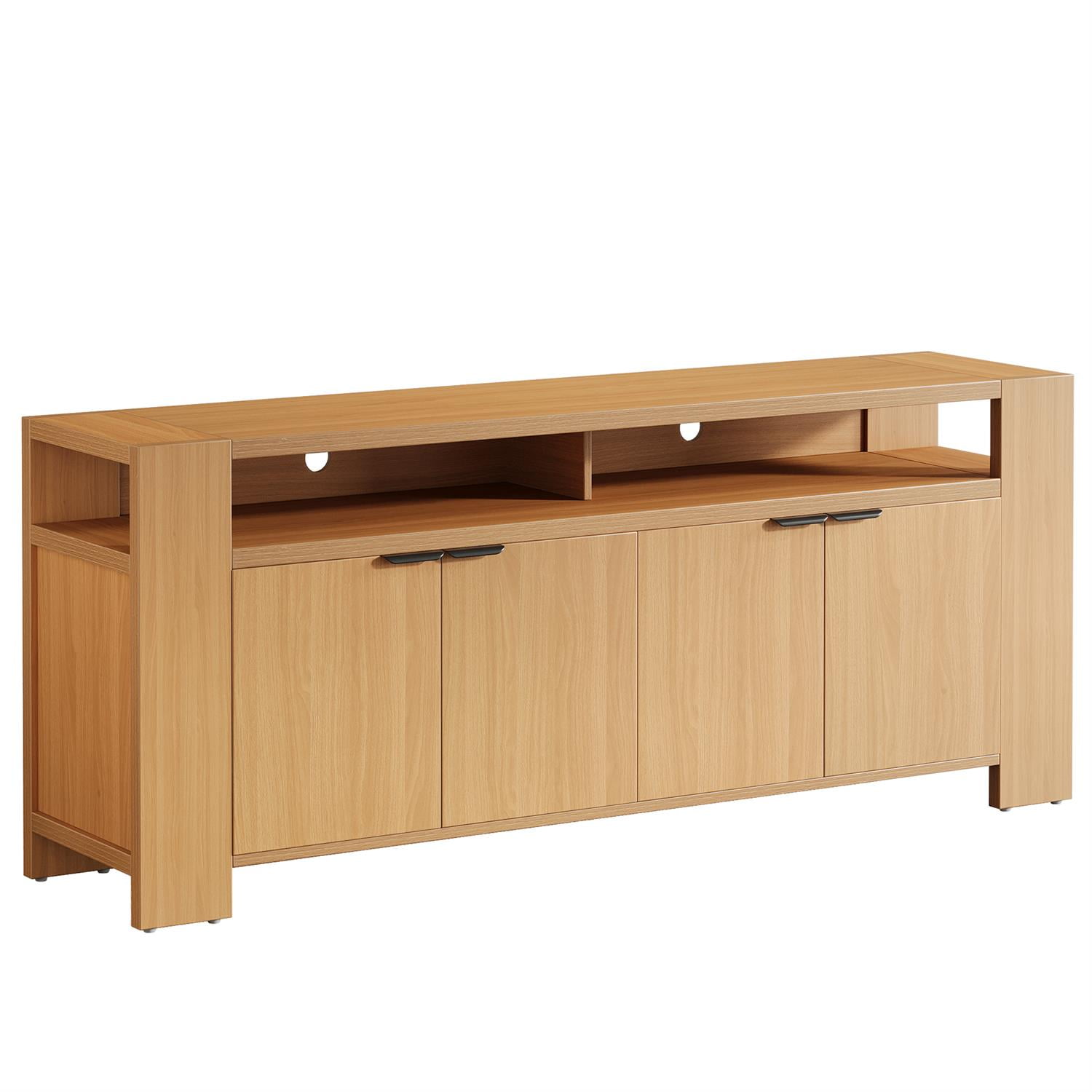 Demi Bonn 79" Modern Wood TV Stand, Spacious Storage Media Console for Living Room, Stylish Entertainment Unit with Cabinets, Brown