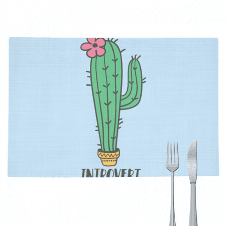 

Introvert Cactus Art Deco Fashion Placemat Pad Kitchen Woven Heat Resistant Cushion Rectangle