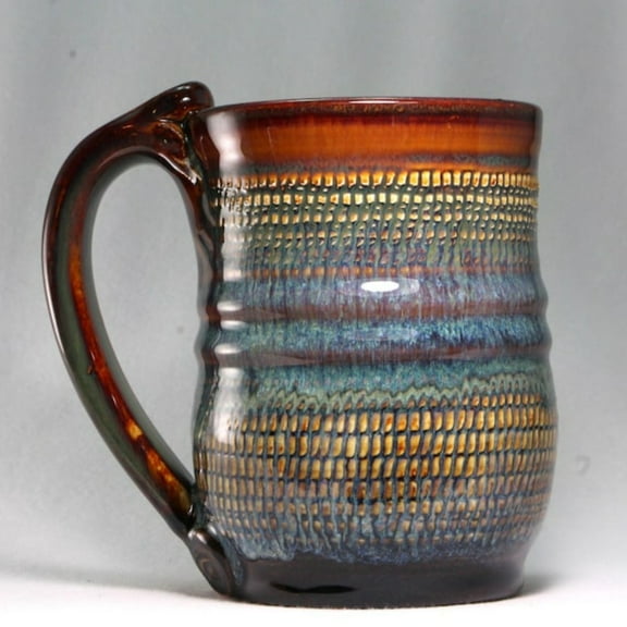 16oz Handmade Rustic Brown Pottery Mug, Art Pottery Coffee or Tea Mug, Ceramic Coffee Mugs, Ceramic Mugs for Water Tea Coffee Milk Juice
