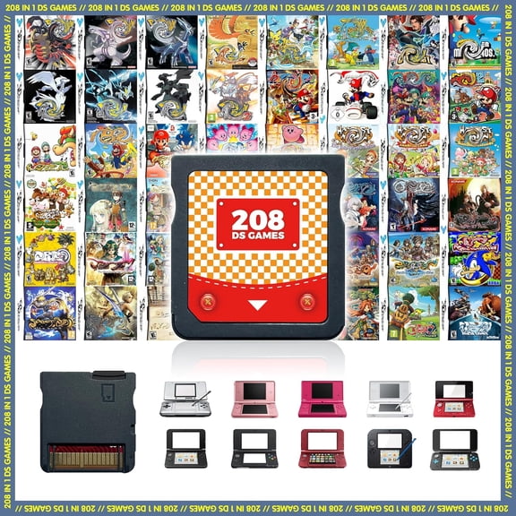 【2025 Newest】208 in 1 Super Combo Game Cartridge, Retro Game Pack Card Compilation with 208 Games