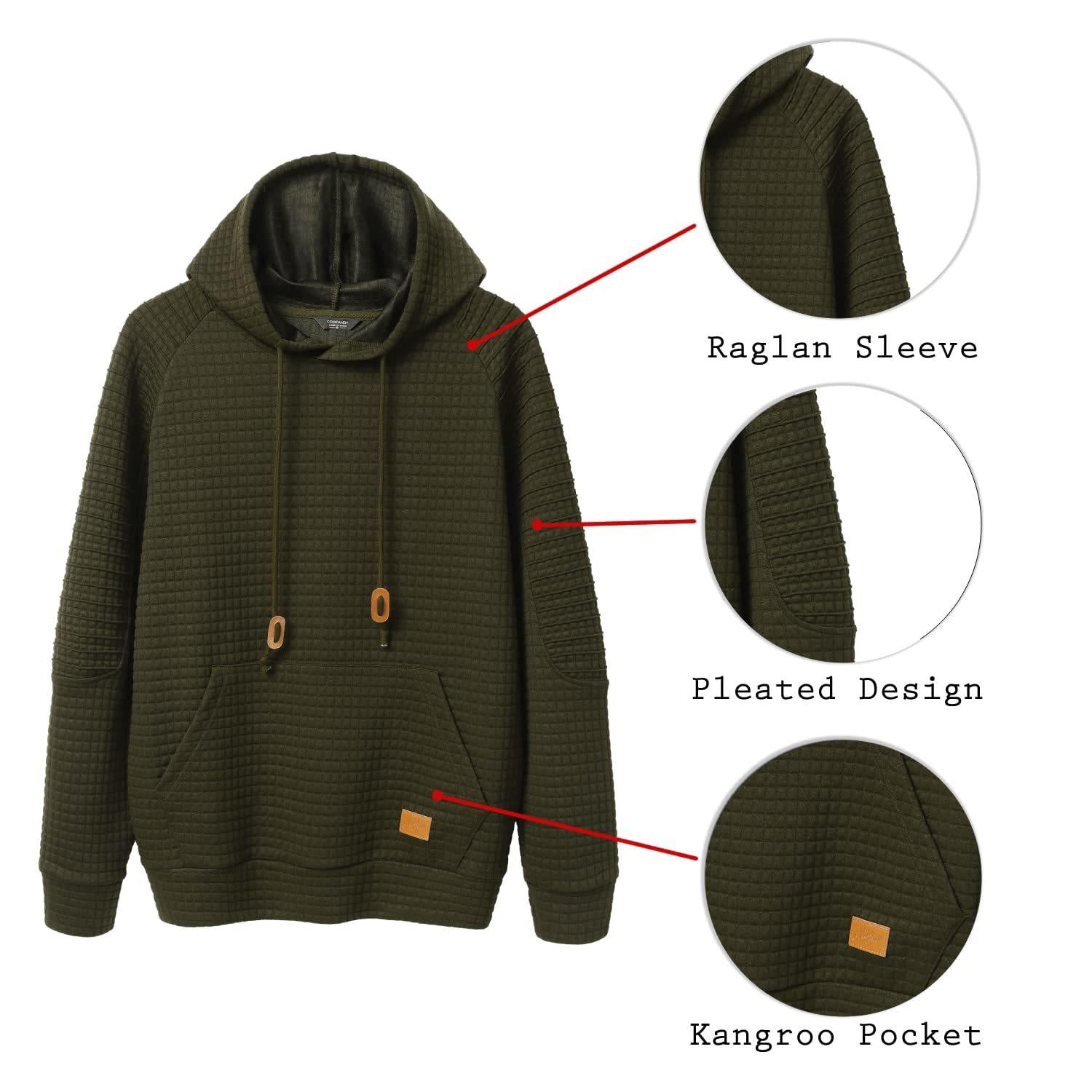 COOFANDY Men's Knit Hoodie Pullover Regular Fit Long Sleeve Drawstring Hooded Sweatshirt with Kanga Pocket