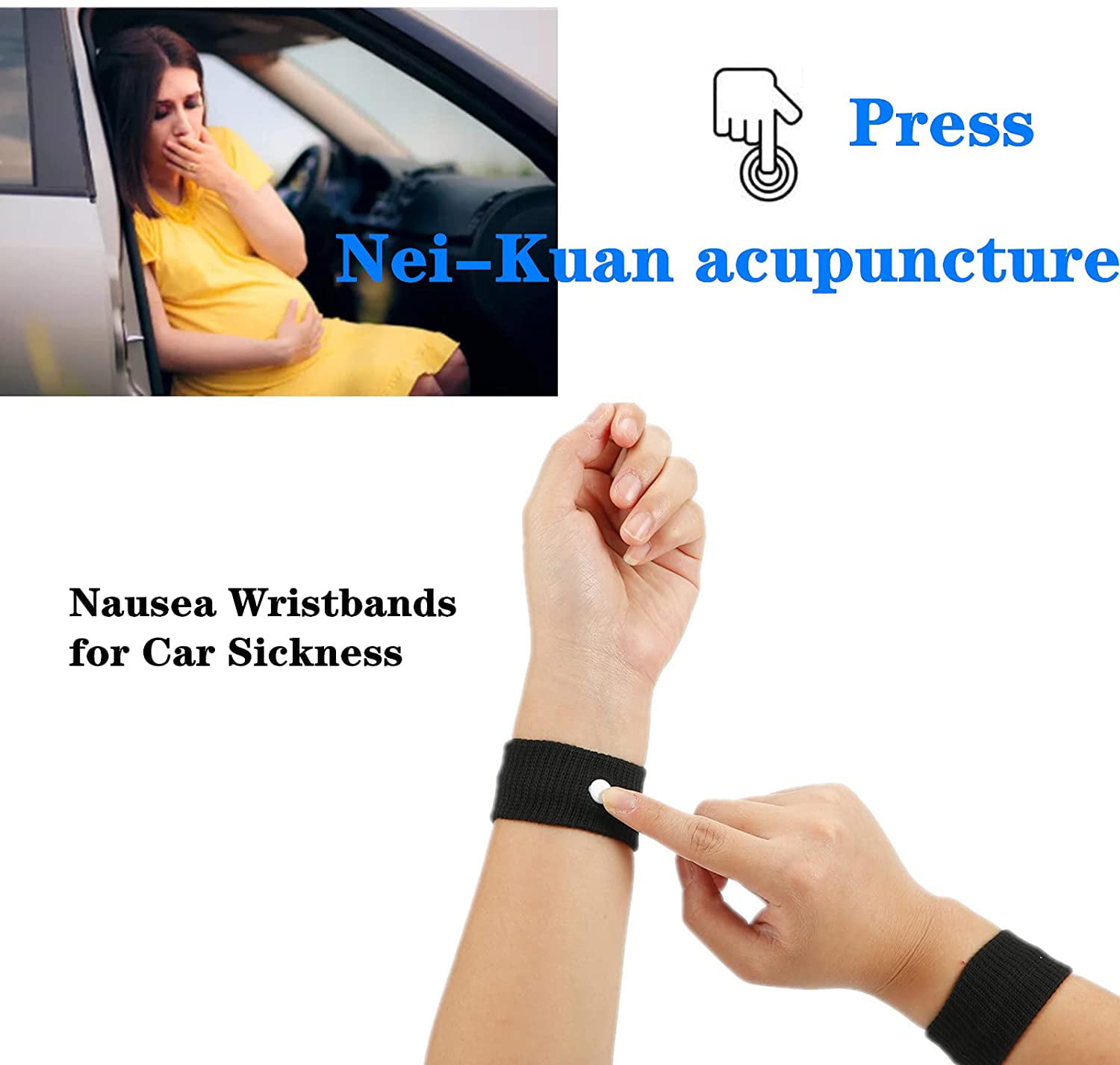 HZEWLS Nausea Wristbands Motion Sickness Bands Nausea Relief Bracelet  Black  Walmartcom
