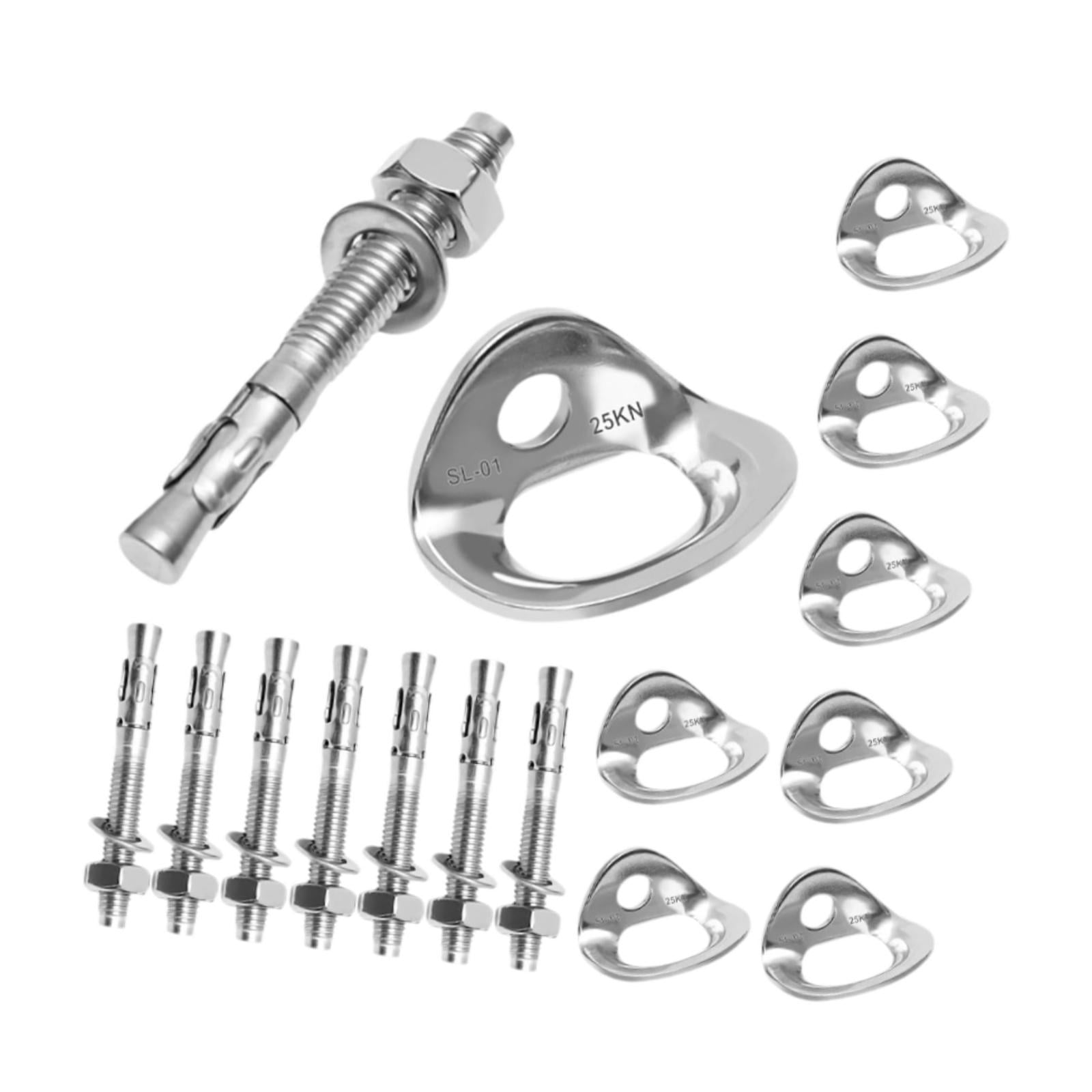 QccHieUs 8 Pieces Climbing Anchor Hangers Stainless Steel Professional Hanging Rings with