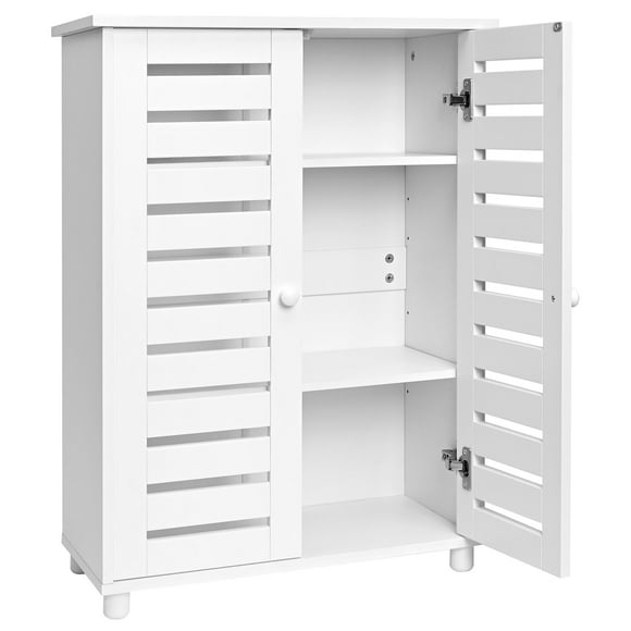 SortWise Freestanding Bathroom Floor Cabinet with 2 Adjustable Shelves, White