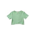 thumbnail image 3 of Caoirhny Baby Girl’s Ribbed Two Piece Clothing Set 2T 3T 4T 5T 6T 7T Fashion Solid Color Short Sleeve T-shirt and Ruffles Short Skirt, 3 of 9