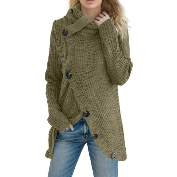 UJNDER Button Front Long Sleeve Sweater for Women Pullover Top Blouse Shirt Style Army Green M