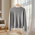 thumbnail image 4 of QATAINLAV Sweaters for Women Thin Long Sleeve Hollow Out Crewneck Cable Knit Pullover Jumper Tops Daily Work Office Tunic, 4 of 6