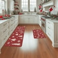 thumbnail image 5 of Merry Christmas Kitchen Rug Xmas Trees Winter Snowflake Let It Snow Kitchen Mats Set of 2 for Christmas Home Decor Low-Profile Kitchen Rug Set, 17x 30 and 17x 47 (Red), 5 of 6
