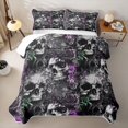 thumbnail image 2 of Homewish Goth Sugar Skull Twin Quilt Set,Spooky Halloween Twin Coverlet Set,2 Pieces, 2 of 7