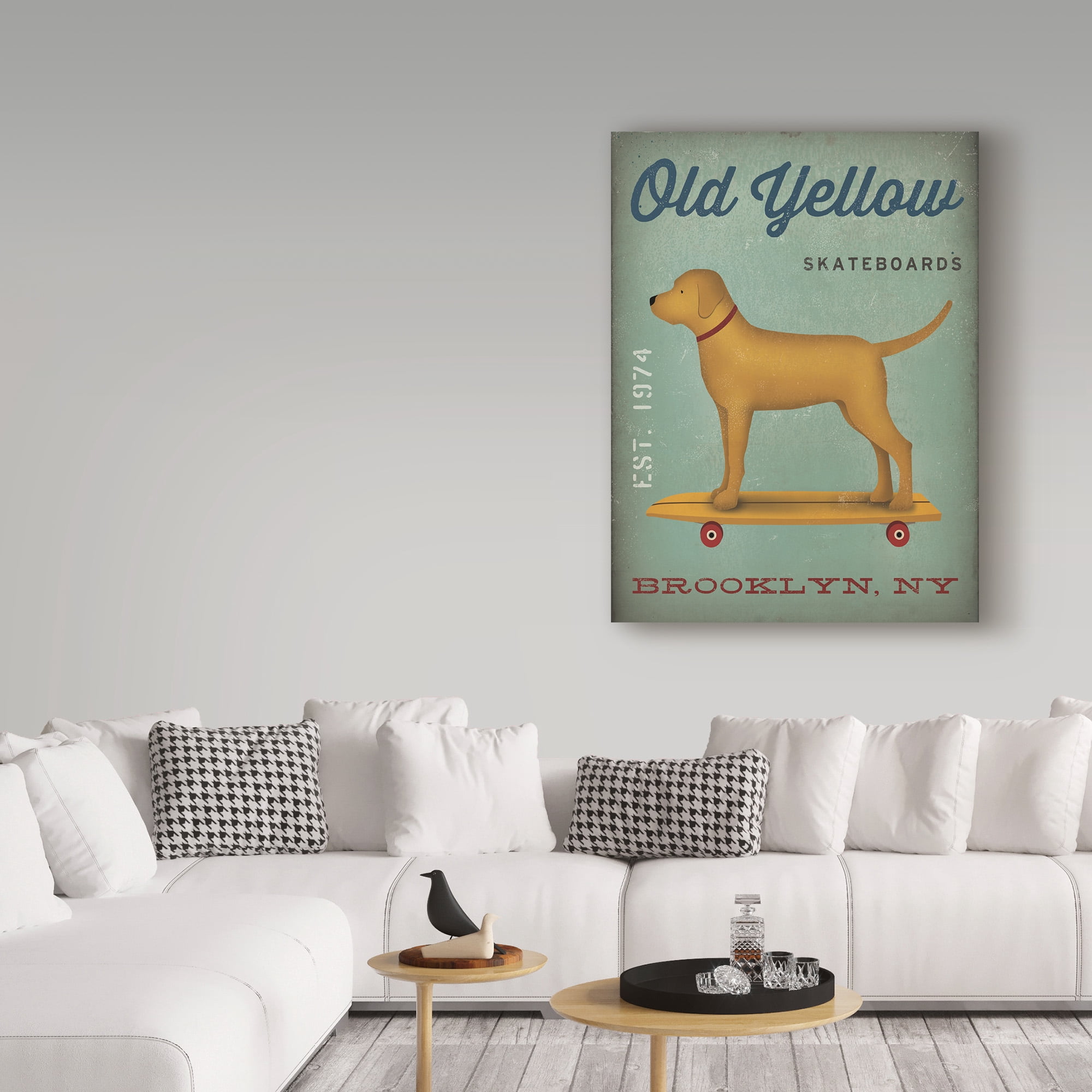 Trademark Fine Art 'Golden Dog on Skateboard' Canvas Art by Ryan Fowler