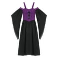thumbnail image 4 of iiniim Robe de Sorcière Gothique Renaissance pour Filles, Déguisement d'Halloween, Manches Papillon, Corset Victorien, Costumes, Violet 8, 4 of 7