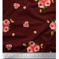 thumbnail image 1 of Soimoi Cotton Voile Fabric Leaves & Rose Flower Print Fabric by the Yard 42 Inch Wide, 1 of 1