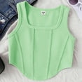 thumbnail image 2 of TSHXS Undershirts For Girls Black Tank Top Girls Tank Tops Crew Neck Cropped Basic Sleeveless Dance Yoga Light Green 9-10 Years, 2 of 4