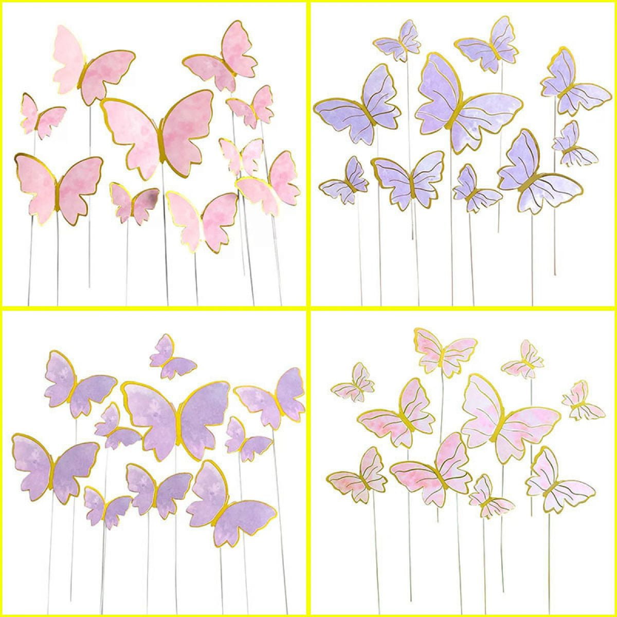Butterfly Cake Decoration 40 Pieces Butterfly Cake Decoration Cupcake Toppers for Birthday Girl Birthday Party Decoration 4 Colors
