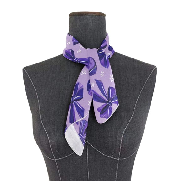 Square Scarf 24x24 Inch Violet Bow Charm Silky Satin Sun Protection Neck Scarf for Women Multi-Purpose Head Wrap Bandana for Hair Bag Decoration