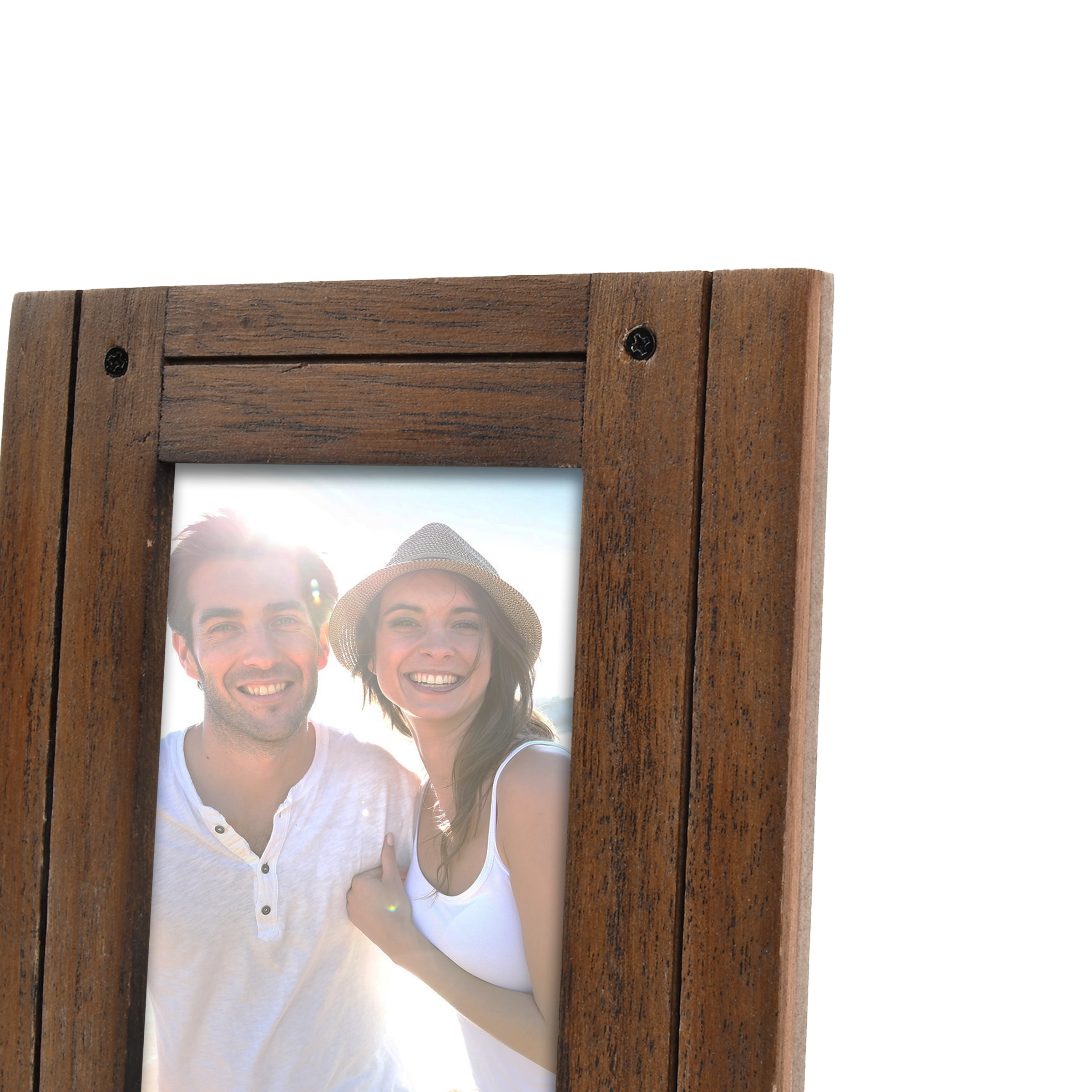 Prinz Homestead 4x6 Walnut Picture Frame, Set of 2 Coastal Decor Rustic Frames, Tabletop or Wall-Mount
