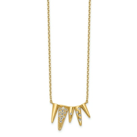 14K Yellow Gold Decorated Triangles Cubic Zirconia with 2In Extender Necklace