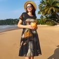 thumbnail image 4 of Vsdgher Canard Moderne Amusant pour Femmes Été 2025 Décontracté Robes Midi Maxi Légères Manches Courtes Col Rond Robe de Plage, 4 of 6