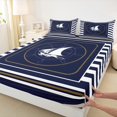 thumbnail image 3 of Feelyou Cartoon Ocean Sailboat Bed Sheets for Boy, Marine Nautical King Sheets, Navy Abstract Lines Sheet Set, Microfiber Bedroom Decor, 4pcs, 3 of 7
