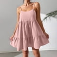 thumbnail image 6 of Women Spaghetti Strap Ruffle Tiered Short Flowy Dress Casual Beach Vacation Sun, 6 of 8