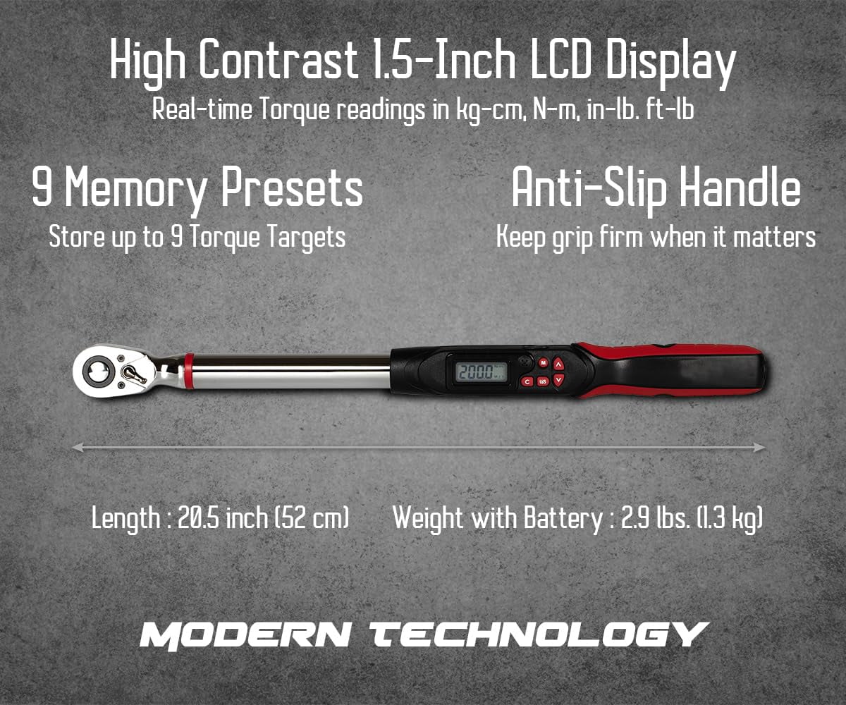 Tapha Tools Bit-Head Mini Digital Torque Wrench 1/4" Drive Adaptor, 0.221-4.424