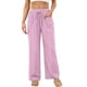 thumbnail image 4 of Amzcrzy Pantalones Mujer A Rayas Informales Cintura Alta Cordón Elástico Tipo Bóxer Cómodos Holgados Anchos Con Bolsillos Tallas S-2XL Rosa, 4 of 8