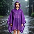 thumbnail image 2 of Kilaqueen Reusable EVA Rain Poncho with Drawstring Hood Lightweight Waterproof Raincoat for Adults Unisex Long Rain Cape for Hiking Camping, 2 of 7