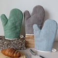 thumbnail image 3 of 1Pair Oven Mitts and Pot Holders, Blue Striped Heat Resistant Kitchen Cooking Glove, Microwave Gloves Safe for Baking,Cooking, BBQ, Professional Grade Protection Hot Cooking Baking, 3 of 8