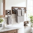 thumbnail image 2 of AAutumn Alley Farmhouse Bathroom Hardware Set, 3 Piece Rustic Wood & Galvanized Metal Bathroom Accessories – Towel Bar, Towel Ring & Toilet Paper Holder, Wall Mount, Brown, 2 of 8
