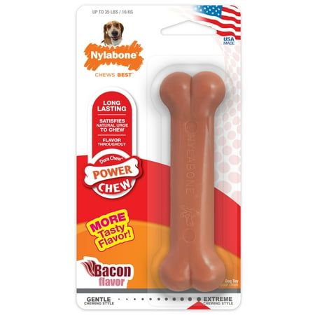 UPC: 0018214816232 | Nylabone Power Chew Dog Toy Bacon Medium/Wolf – Up to 35 lbs.