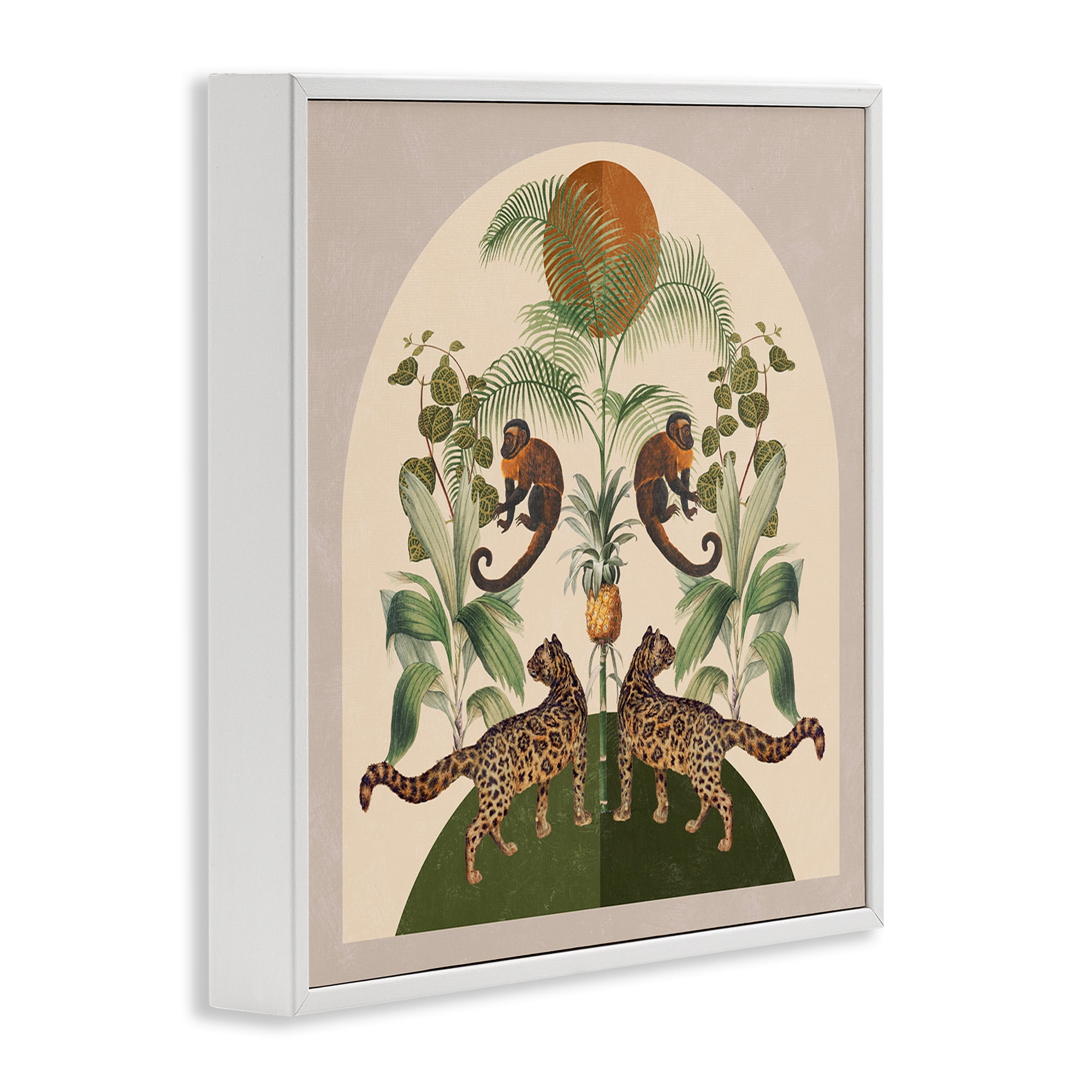 Stupell Industries Boho Jungle Animals Landscape Painting White Framed Art Print Wall Art, 17 x 17