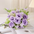 thumbnail image 2 of Purple Artificial Rose Flower Realistic Silk Roses with Stem Bouquet of Flowers Plastic Flowers Real Looking Fake Roses for Home Wedding Centerpieces Party Decorations, 2 of 3