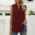 thumbnail image 4 of Summer Savings Clearance 2024! TAGOLD Womens Summer Tops,Women Casual Solid Lace Sleeveless Vest Splicing V-Neck T-Shirts Tops Wine 12, 4 of 6