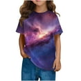 thumbnail image 2 of Frwgonr Toddler Girl T-Shirts Soft Space Tees Kids Boys Casual Tshirts Clothes Summer Tops Purple, Size 3-14 Years, 2 of 6
