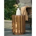 thumbnail image 6 of LuxenHome Weathered Copper Cement Fluted Round Indoor Outdoor Side Table, 6 of 8