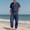 Navy, variant on Men’s 2 Piece Linen Outfit Summer Beach Short Sleeve Button Down Shirt and Pants Set Muti Pocket White