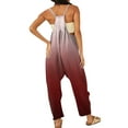 thumbnail image 3 of Baqcunre Women's Suspender Sexy Printed Wide Leg Rompers with Two Pockets,Color Wine,Size S-3XL, 3 of 4