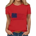 thumbnail image 4 of Vetsdori Womens USA Years Anniversary Shirts American Flag 4th of July Pullover Graphic Short Sleeve Summer Casual,Red White and Blue Fashion Blouses for Women Crew Neck, 4 of 5
