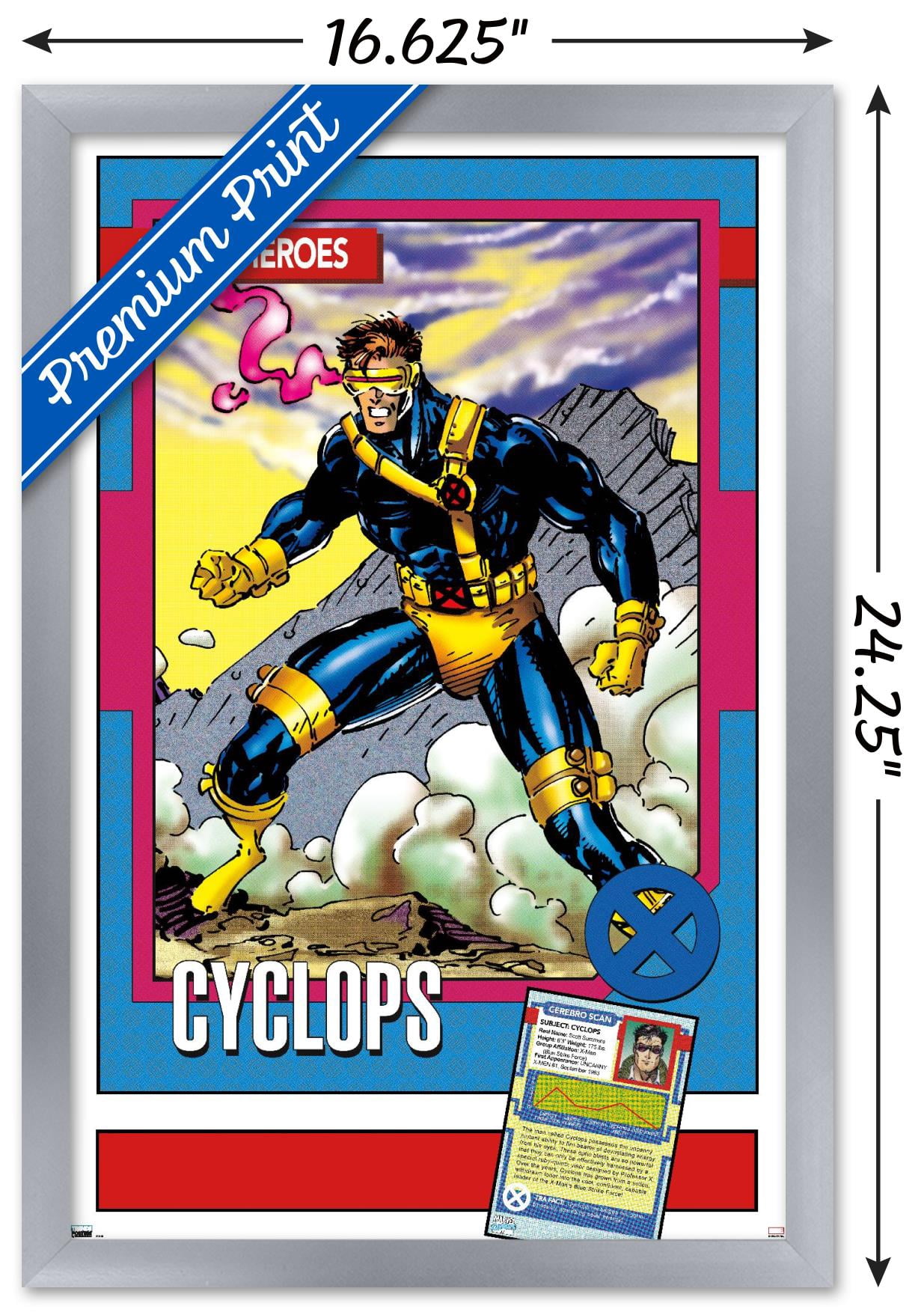 Marvel Trading Cards - Cyclops Wall Poster, 14.725" x 22.375" Framed