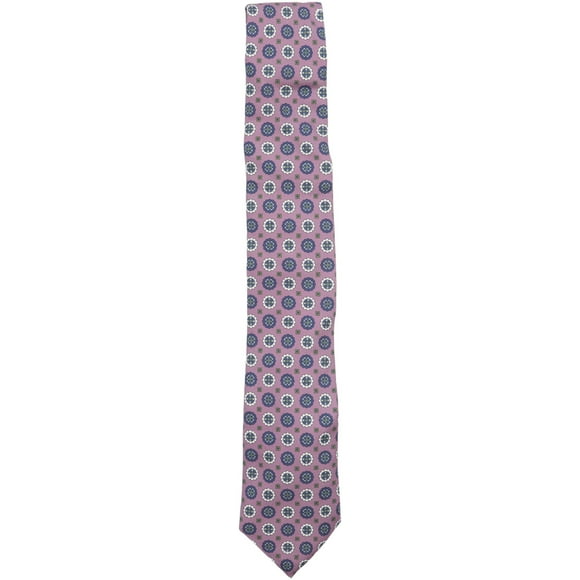 Altea Milano Men's Purple W Blue And White Flowers Green Squares Necktie - One Size