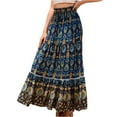 thumbnail image 2 of Womens Maxi Skirt 2025 Casual Flowy Elastic High Waist Long Skirts with Pockets Summer Beach Style Dark Blue L, 2 of 6