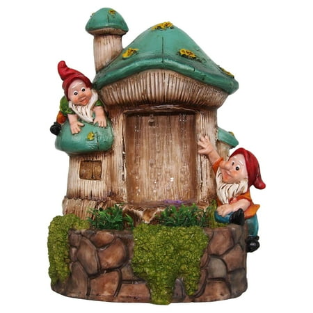 - SINTECHNO Two Cute Gnomes Tabletop Mushroom Cottage Water Fountain