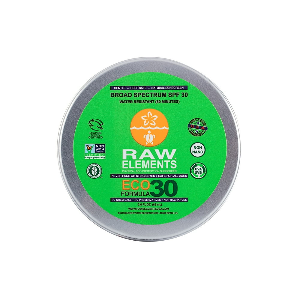 Raw Elements Eco Formula Sunscreen Tin SPF 30, 3 Oz